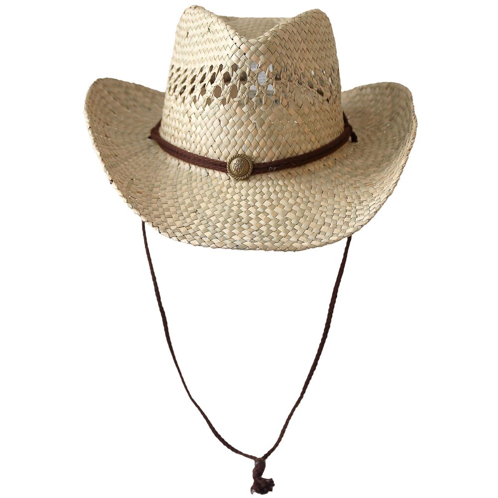 3698 ’s Woven Straw Cowboy Hat Cowgirl Sun Beach Hat Wide Brim Western